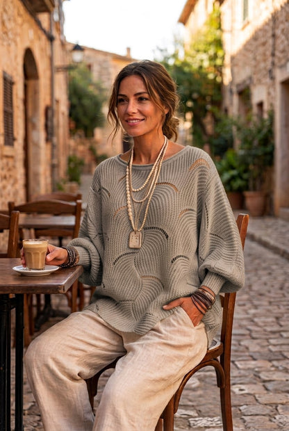 Pull Maille Ondulée Élégance Moderne