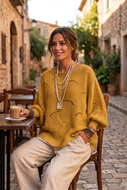 Pull Maille Ondulée Élégance Moderne