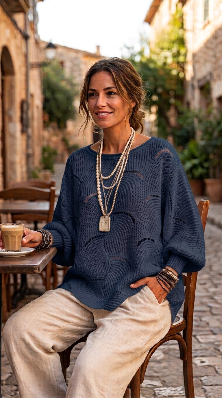 Pull Maille Ondulée Élégance Moderne