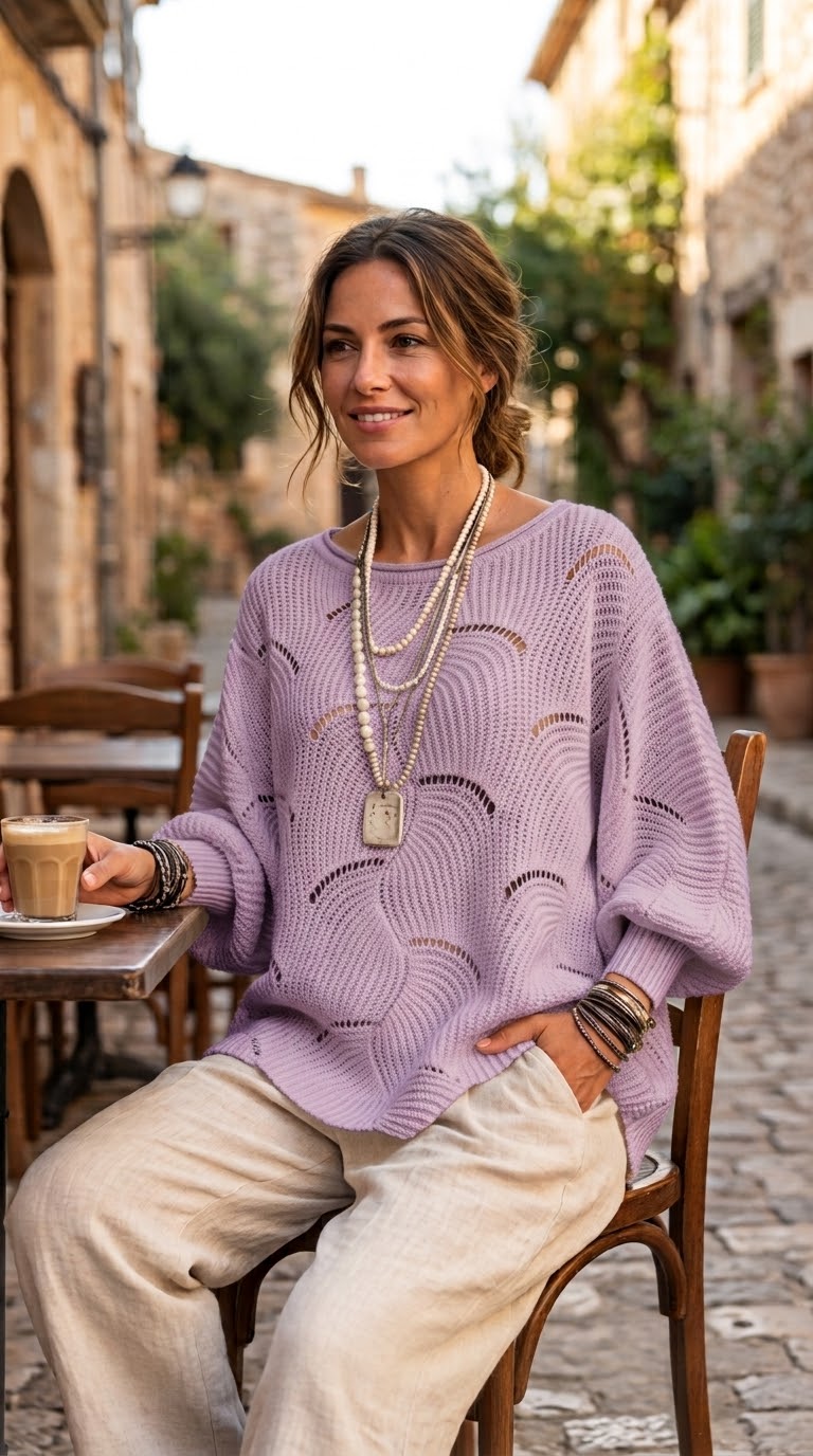 Pull Maille Ondulée Élégance Moderne