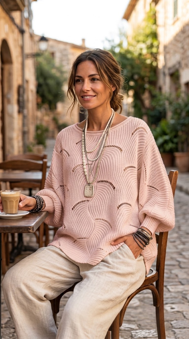 Pull Maille Ondulée Élégance Moderne